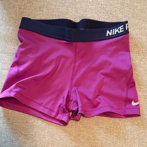 Nike Women's Magenta and Dark Blue Athletic Shorts